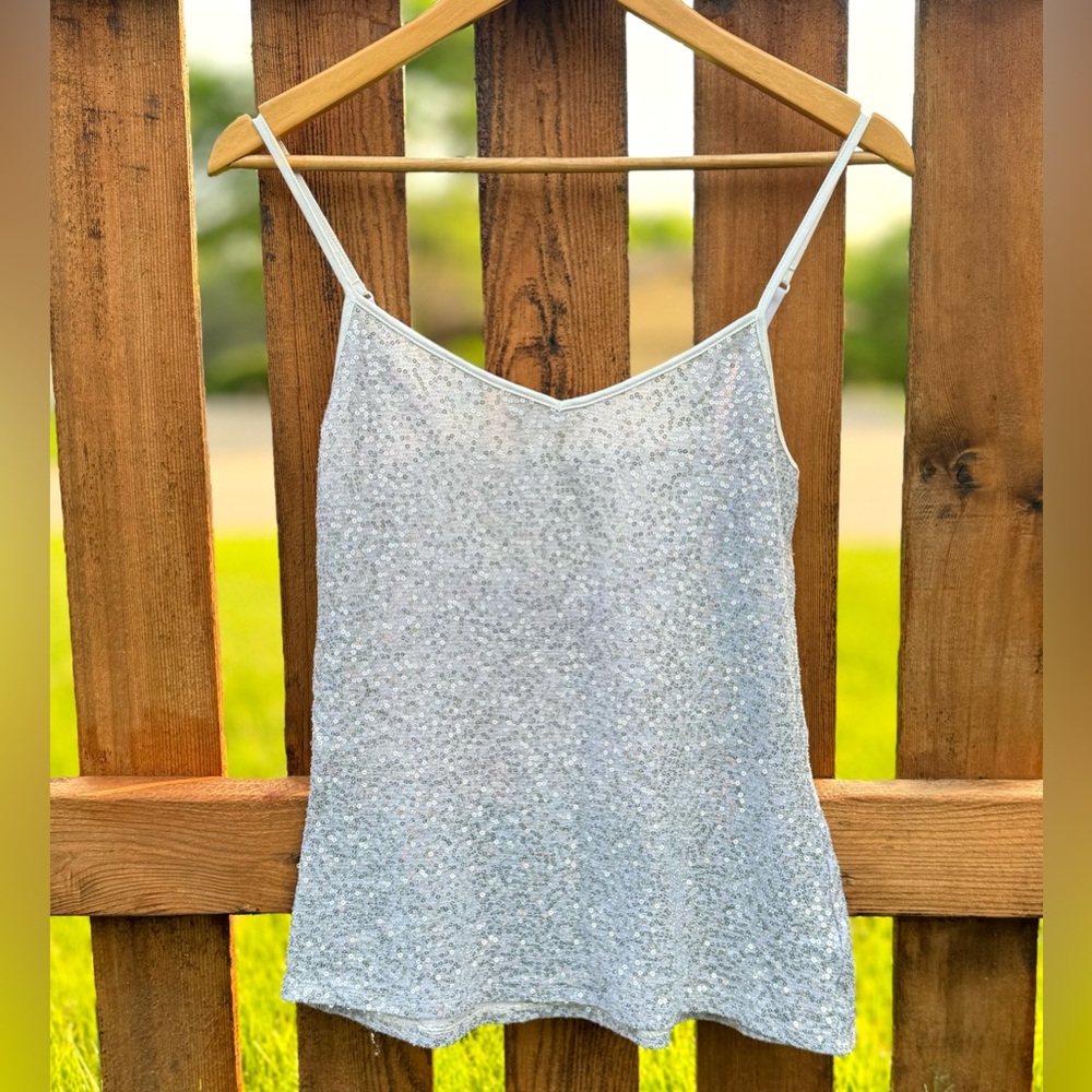 Festive Silver Sequin Tank Top